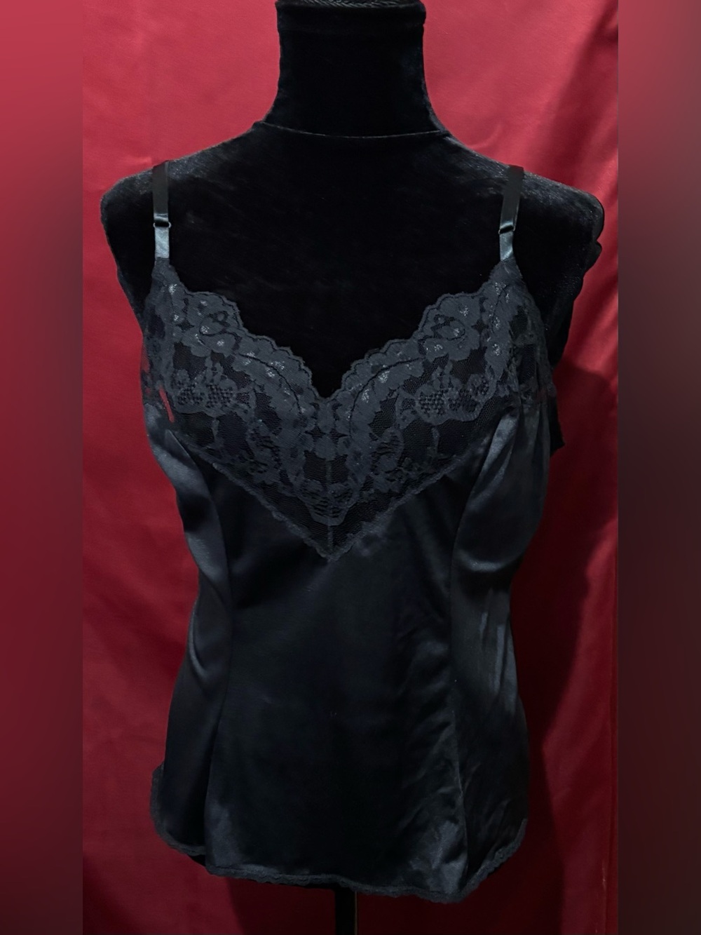 Vassarette Black Satin Sleepwear Labelled Cami